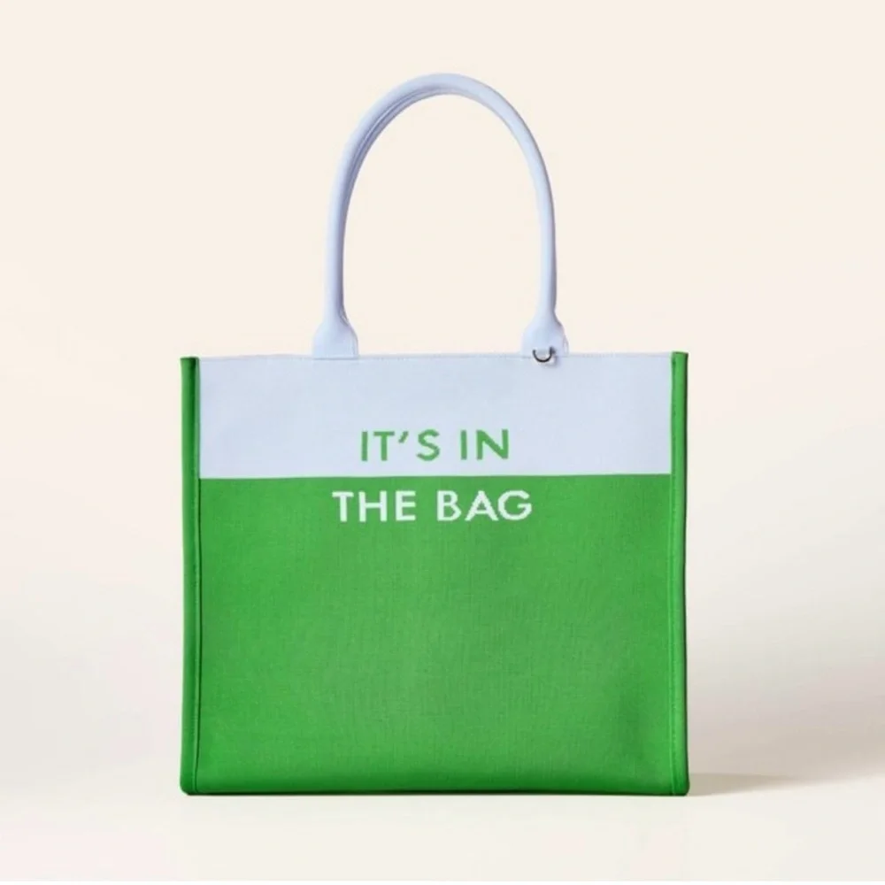 Modern Green and White Structured Tote Bag - Picture 1 of 3